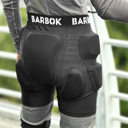 Black skateboarding hip protection pads made from spandex fabric with NBR foam padding