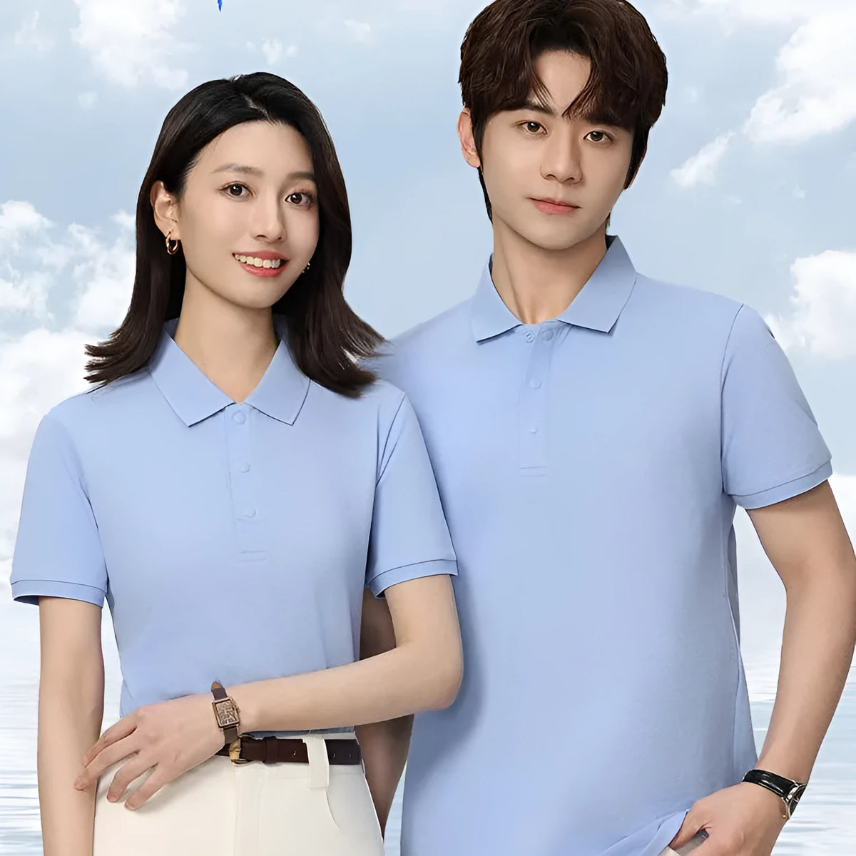Loose fit short sleeve cotton lapel polo work shirt in multiple colour options