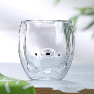 3D double-layer panda cup with skull design for wine, featuring inner Christmas tree pattern