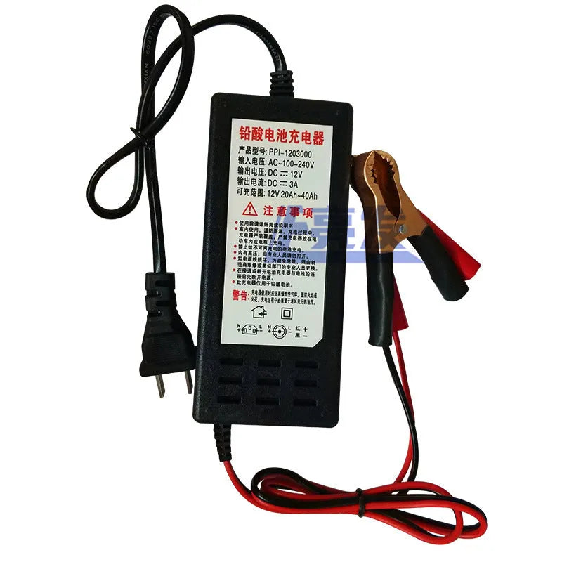 12V 3A lead acid battery charger for motorcycles and cars with universal voltage input