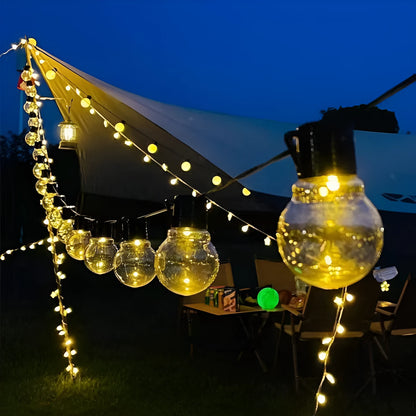 10 metre solar powered decorative lighting string with 40 LED bulbs for tents and outdoor festivals
