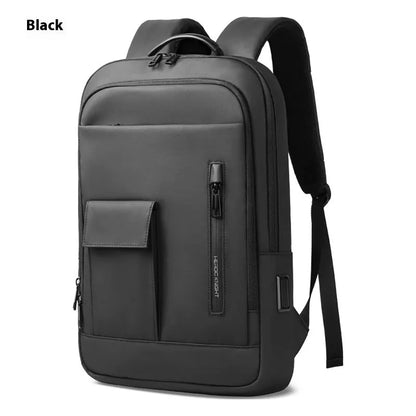 Men's lightweight Oxford cloth backpack in dark grey, olive green, blue or black for business travel
