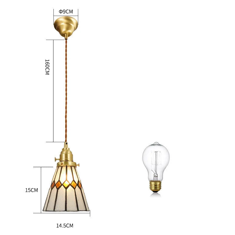 Japanese retro brass and glass chandelier with hand-blown shades and walnut wood details