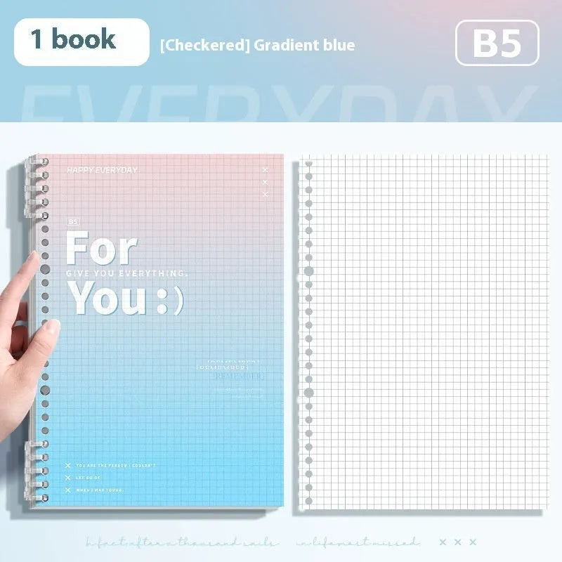 Removable coil gradient notepad in green, blue, pink, or purple with PP cover and wood-free paper