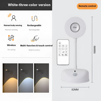 Geometric stereo shaped rechargeable wall spotlight in white finish with remote control