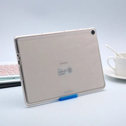 Clear transparent white ultra-thin silicone tablet protective case on a tablet