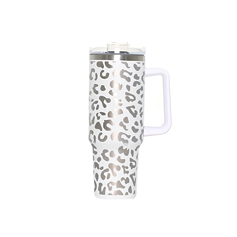 304 stainless steel vacuum cup with double-wall insulation showing 40oz capacity and 26cm height dimensions