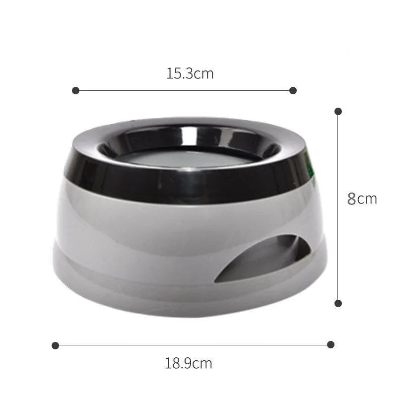 Grey floating anti-spill pet water bowl with 750ml capacity for dogs and cats