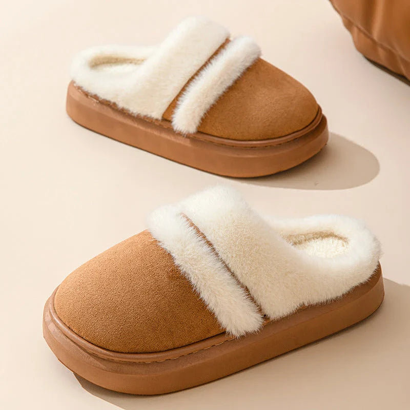 Cozy cotton slippers for women with plush lining, non-slip sole, and cartoon-inspired patterns in various colors