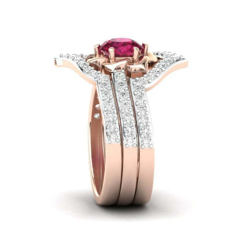 Exquisite rose gold flower ring with intricate floral design, perfect for anniversaries and weddings
