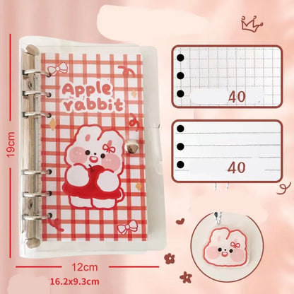 A6 student loose leaf ledger with decorative cover showing bear design and 6-hole binding