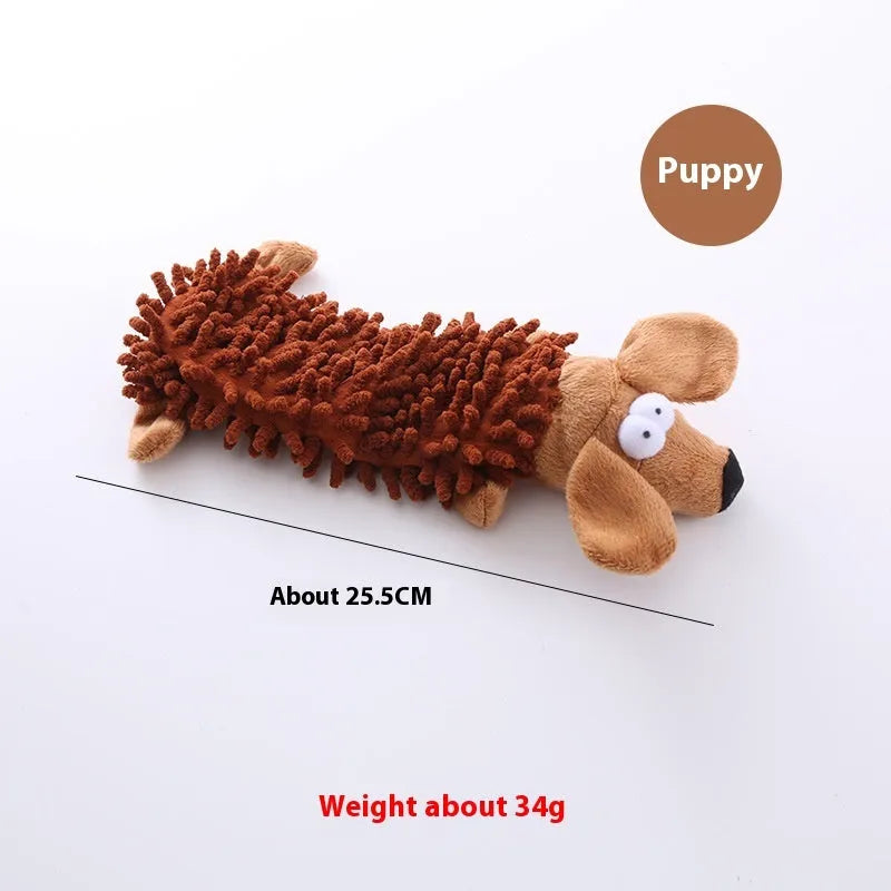 Brown dog design plush horse molar shaped dog chew toy with soft microfiber material