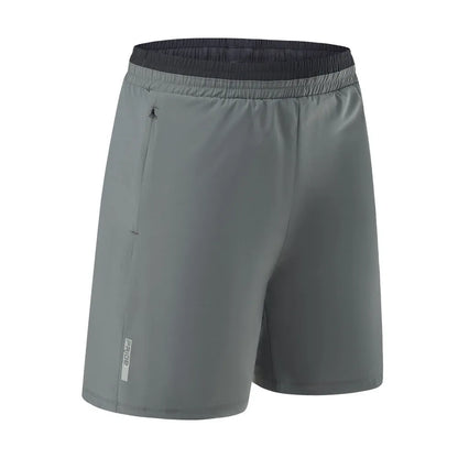 Men's grey ice silk quick-drying loose running pants in cropped length