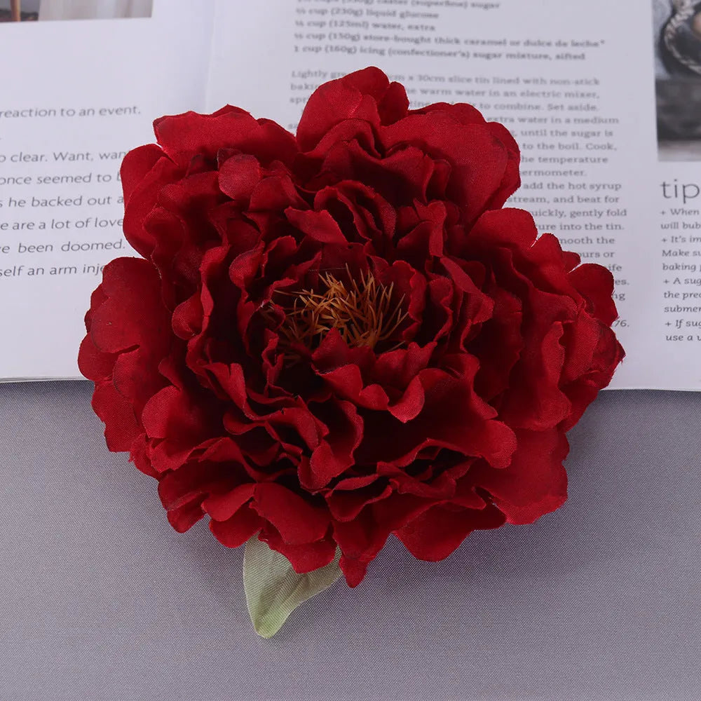 Silk simulation peony flower head in six colours for wedding decoration and photography props