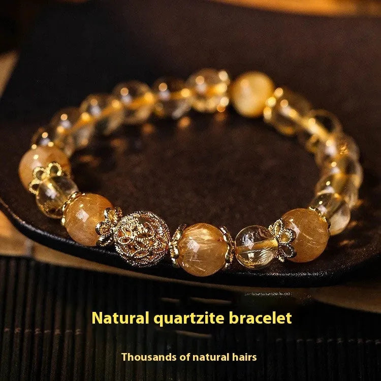 Retro style artificial crystal lucky bracelet for women in yellow gold or amethyst electroplated finish.