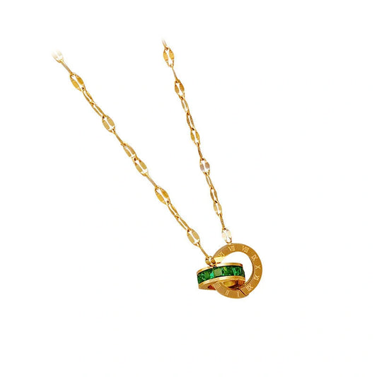 Elegant titanium steel clavicle chain necklace with diamond pendant