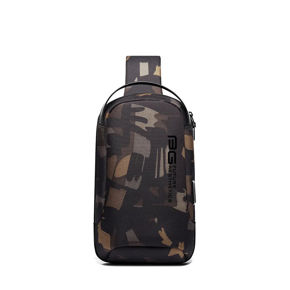 Men's Oxford cloth USB shoulder bag with letters print in business travel and commuting colours
