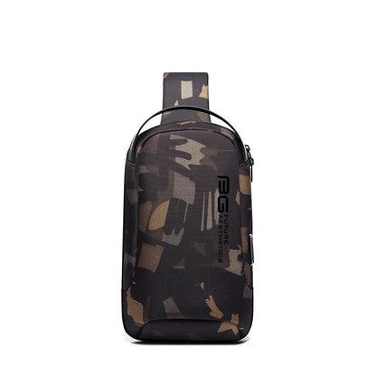 Men's Oxford cloth USB shoulder bag with letters print in business travel and commuting colours