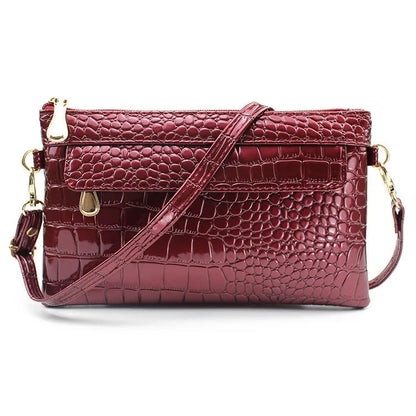 Women's black soft PU leather messenger bag with shoulder strap and square design