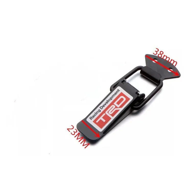Black car bumper drag hook lock catch, approximately 117mm large trunk buckle assembly, single unit.