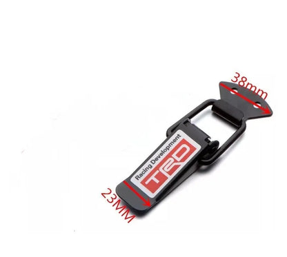 Black car bumper drag hook lock catch, approximately 117mm large trunk buckle assembly, single unit.