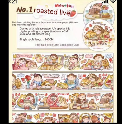 Haemorrhoid tape packaging stickers with cartoon characters, 42 styles, Japanese paper, 5 cm size