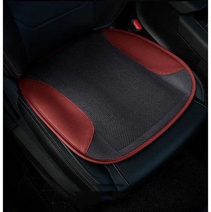 USB ventilated car seat cushion in black suede with visible fan vents, placed on a car seat.