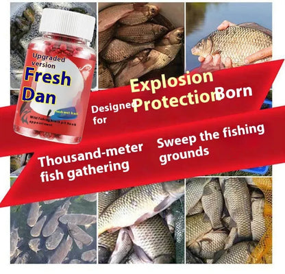Grass green crucian carp fishing bait particles in bottle packaging for freshwater angling