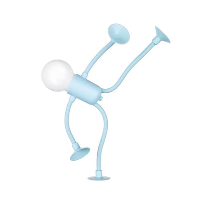 Adjustable night light with sportsman design, vacuum suction, and one-button operation for versatile desk or decor use