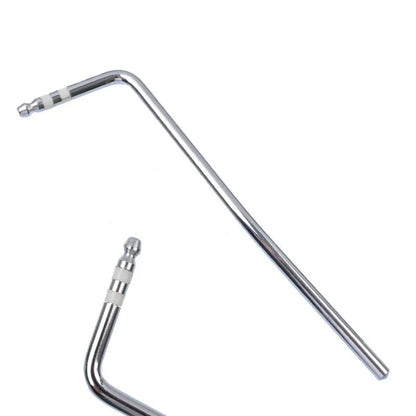 A metal guitar tremolo bar replacement part shown in black, blue, gold, and silver finishes.