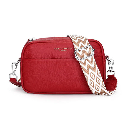 Stylish cowhide shoulder messenger bag with adjustable strap in various colours