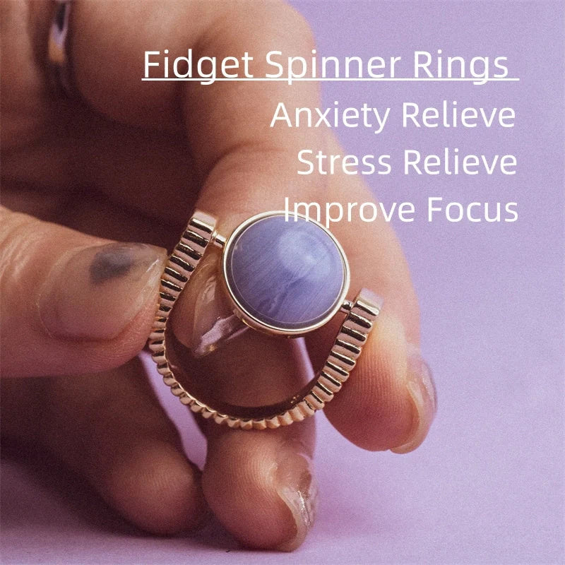 Original Fidget Spinner Ring with natural stone spinner for stress relief