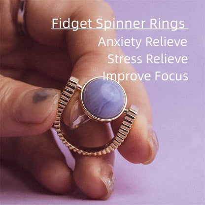 Original Fidget Spinner Ring with natural stone spinner for stress relief