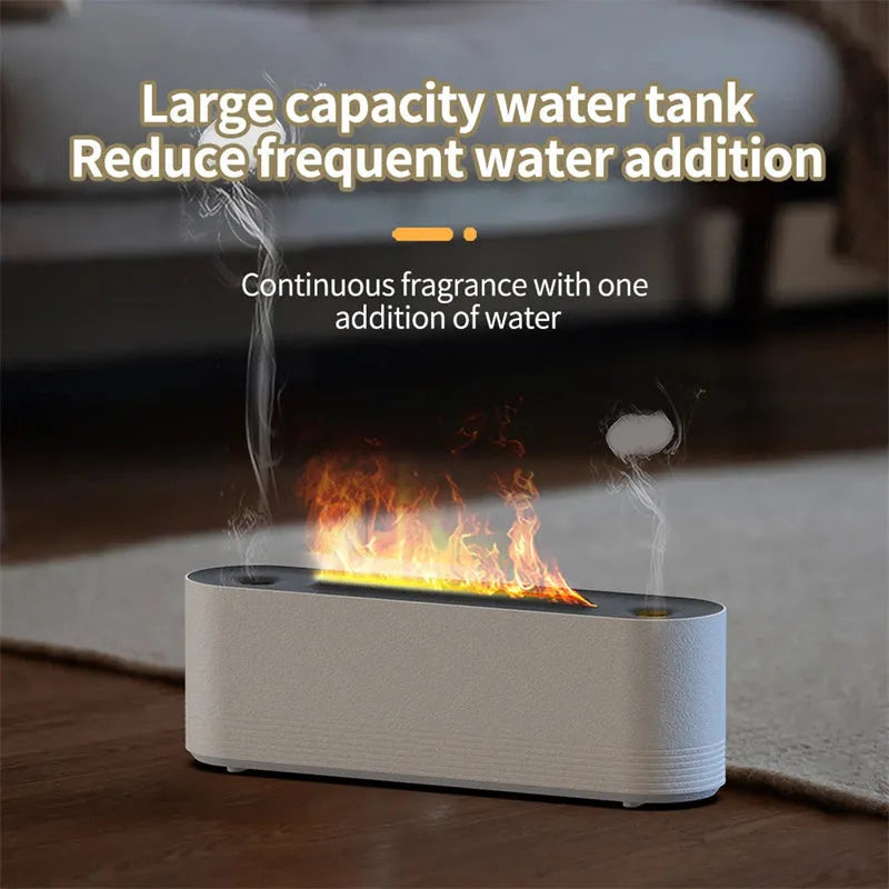 Flame Air Humidifier Ultrasonic Aroma Diffuser with 7-Colour LED Flame Effect, 0.5L Tank and 2-8 Hour Timer for Cool Mist Humidification and Essential Oil Fragrance