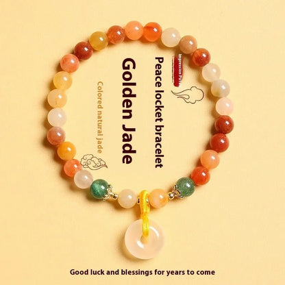 Handmade natural gemstone bracelet with safety buckle and peace clasp beads in Chinese style