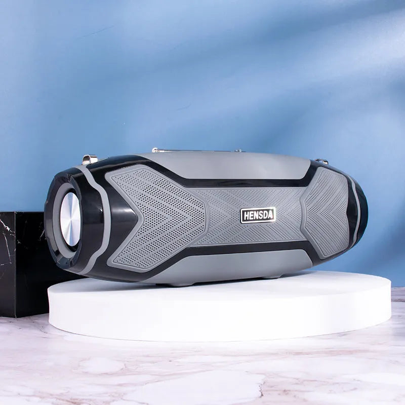 Bluetooth speaker with stereo sound showing colour options and multiple connectivity ports
