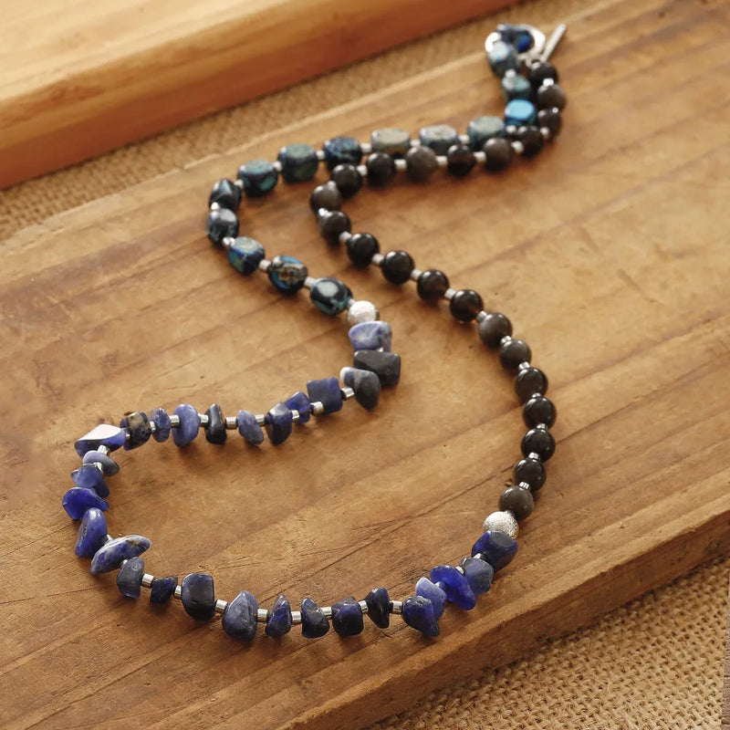 Women's bracelet with retro multi-layer hand-woven design crafted from crushed fang hui stone and gold obsidian geometric beads for travel commemoration gifts, featuring textured bending and connection elements.