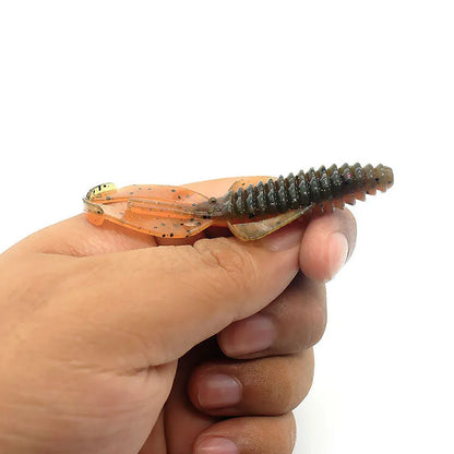 PVC soft plastic fishing lure in assorted colours showing 8cm and 12cm size options for artificial bait fishing.