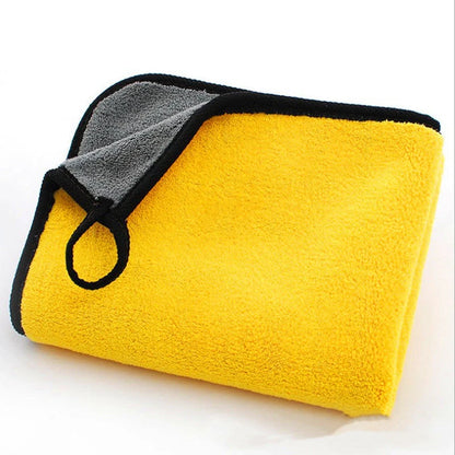 Sunny yellow coral velvet microfiber towel, 30cm by 40cm, for quick drying and sensitive skin care