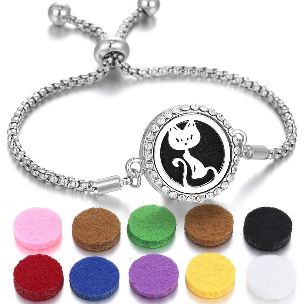 Kaleidoscope Aromatherapy Bracelet with essential oil diffuser locket in various designs