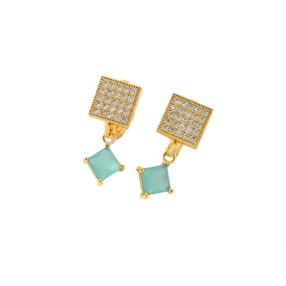 Square fashion zircon earrings in various colours, perfect for women's accessories