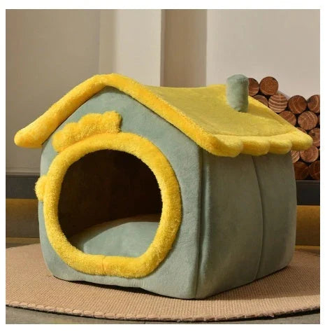 Cozy and Foldable Pet Bed for Dogs and Cats: Premium Synthetic Fur, Self-Warming, and Non-Slip Design