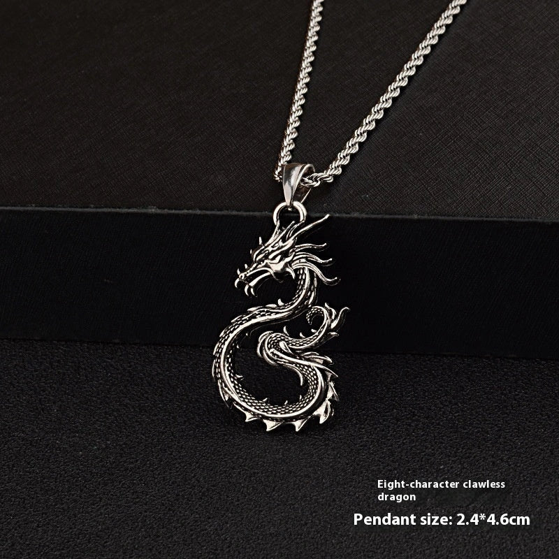 Dragon Sword Pendant Necklace with unique dragon or cross design on a 60cm hemp flower chain
