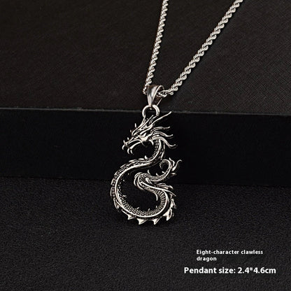 Dragon Sword Pendant Necklace with unique dragon or cross design on a 60cm hemp flower chain