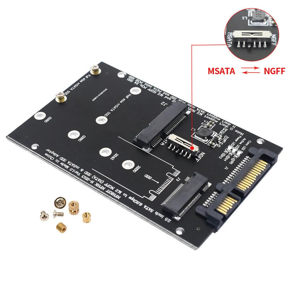 SATA3 to M.2 NGFF mSATA SSD conversion adapter board measuring 50mm x 30mm with gold connectors