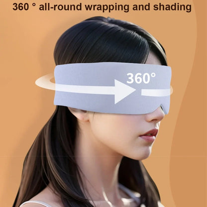 Double-sided sleep mask showing warm cotton and cooling ice silk surfaces with adjustable headband