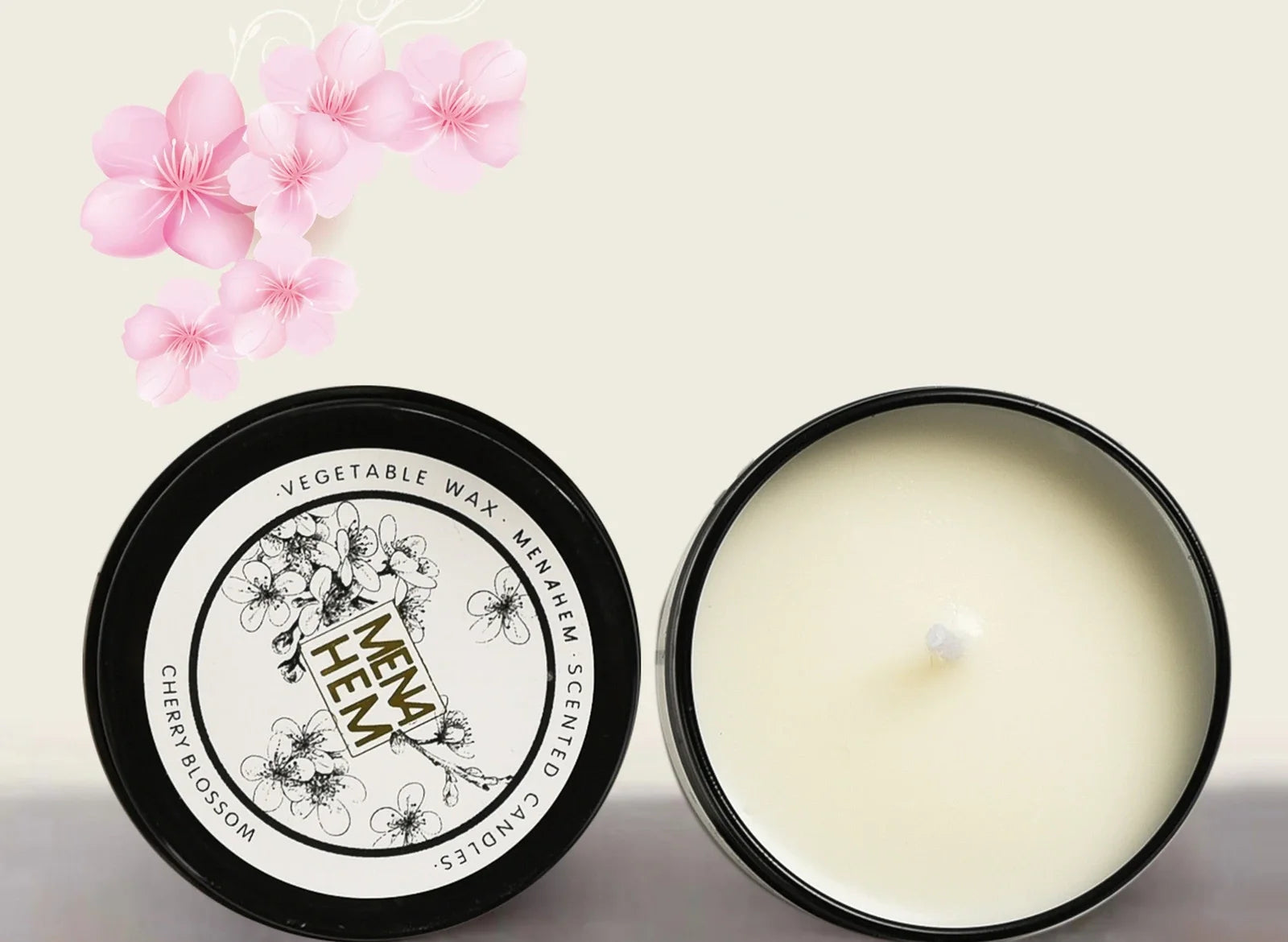 Black tin soybean wax candle measuring 6cm diameter with smokeless burning and botanical fragrance options