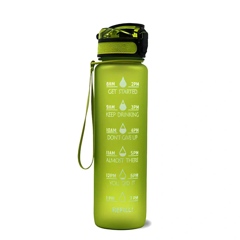 1000ml gradient plastic sports water bottle in blue-green, 29.5cm height, food grade with secure lid for hydration