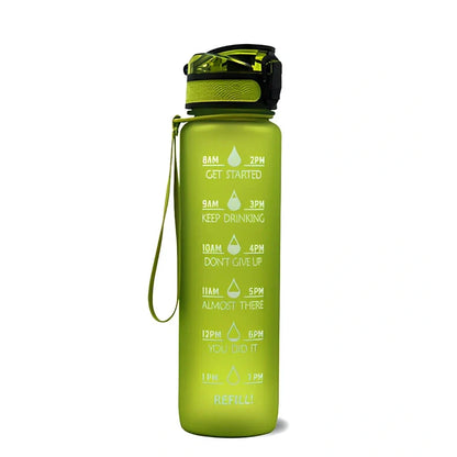 1000ml gradient plastic sports water bottle in blue-green, 29.5cm height, food grade with secure lid for hydration