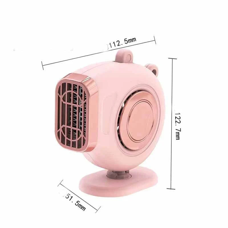 Dual-function car heater and defroster with adjustable mount, designed to quickly remove frost and fog for improved visibility and provide reliable heating for year-round comfort.